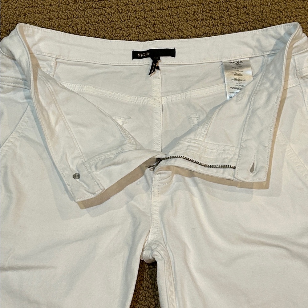 Maje Poesie High Rise Slim Tapered Leg White Jeans size 30 - Picture 5 of 16